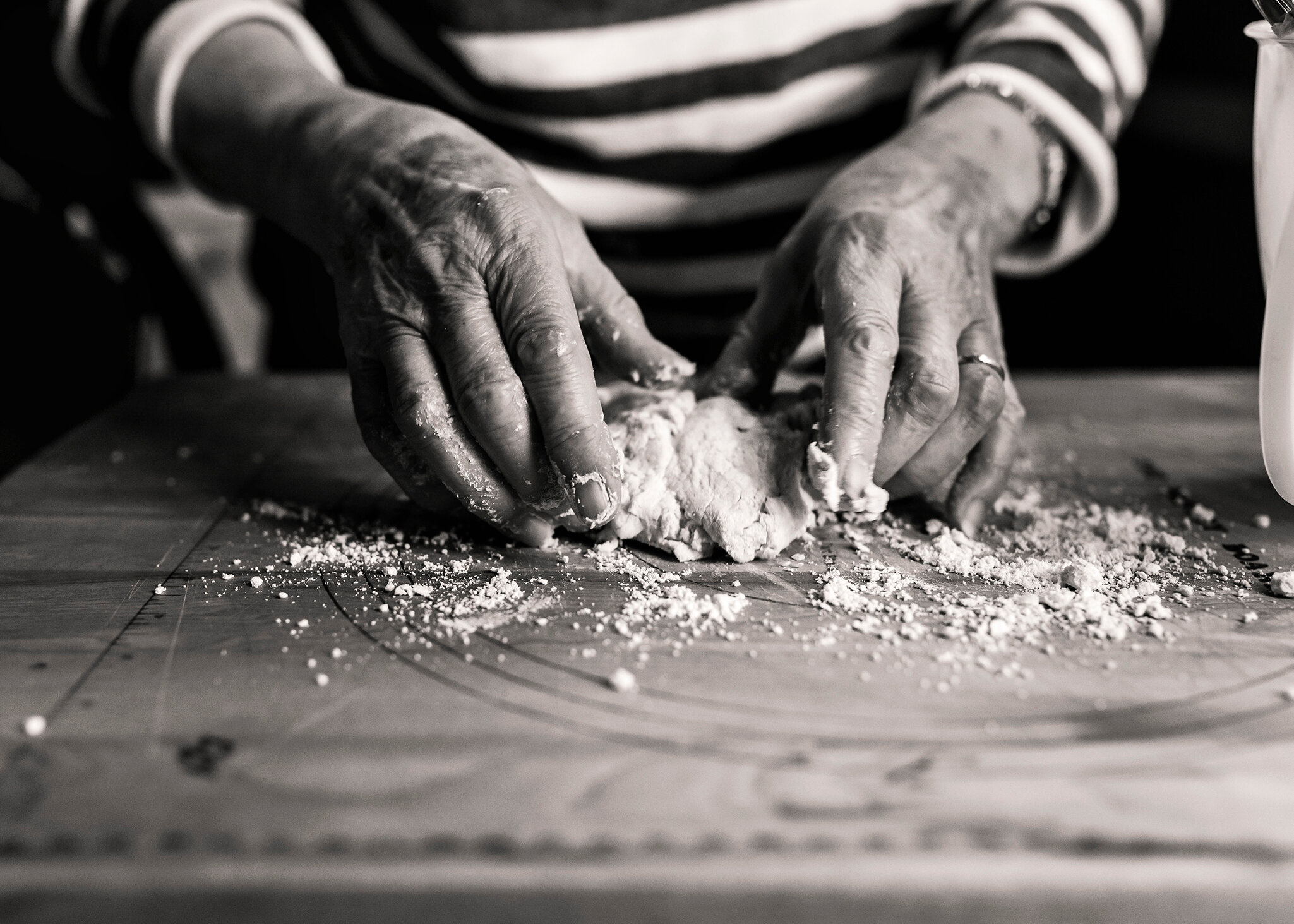 grandma kneading dough